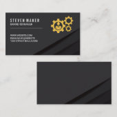 Carte De Visite Panneaux Abstraits noirs | Icône des engrenages (Devant / Derrière)