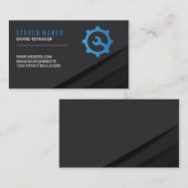 Carte De Visite Panneaux Abstraits noirs | Logo de l'engrenage à c (Devant / Derrière)