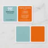 Carte De Visite Panneaux - bleu clair vert et orange (Devant / Derrière)