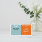 Carte De Visite Panneaux - bleu clair vert et orange (Debout devant)