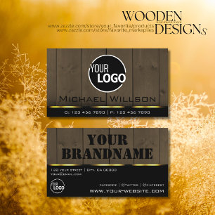 Carte De Visite Panneaux en bois Brown foncé Grain Look et logo