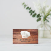 Carte De Visite Panneaux en bois | Chef Casquette (Debout devant)