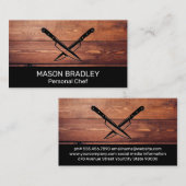 Carte De Visite Panneaux en bois | Couteaux croisés (Devant / Derrière)