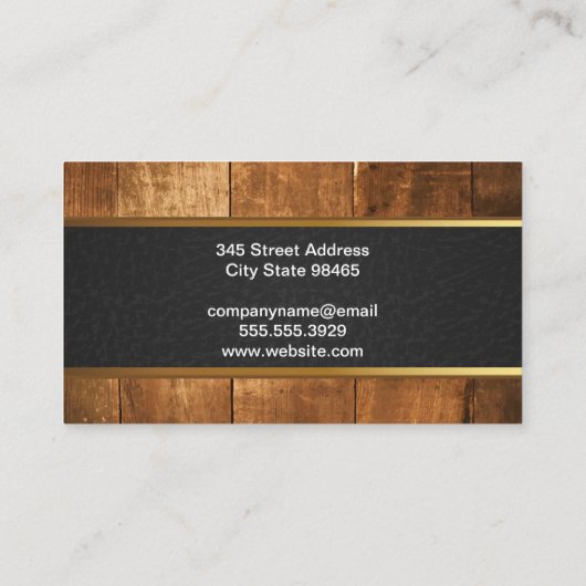 Carte De Visite Panneaux en bois | Découpe en cuir noir (Dos)
