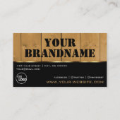Carte De Visite Panneaux en bois Noir et Brown Grain Regarder logo (Dos)