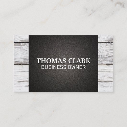 Carte De Visite Panneaux en bois | Texture noire (Devant)