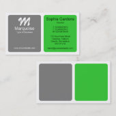 Carte De Visite Panneaux - Gris avec vert printemps (Devant / Derrière)