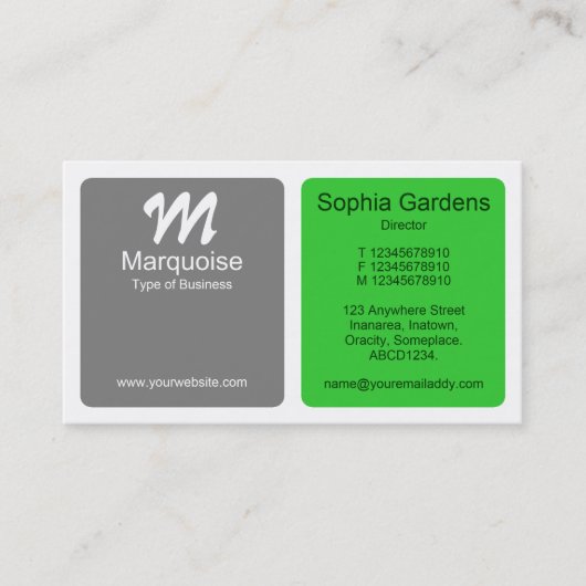 Carte De Visite Panneaux - Gris avec vert printemps (Devant)