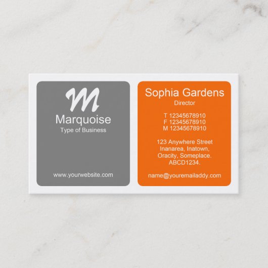 Carte De Visite Panneaux - gris et orange (Devant)