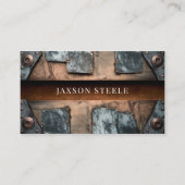 Carte De Visite Panneaux métalliques rustiques et cuivre (Devant)