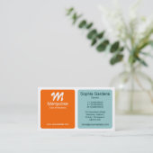 Carte De Visite Panneaux - orange et bleu clair vert (Debout devant)