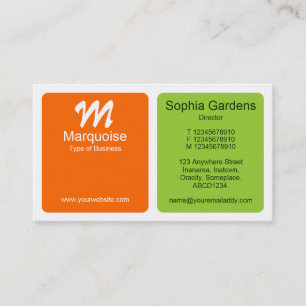 Carte De Visite Panneaux - Orange et Vert Martien