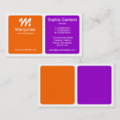 Carte De Visite Panneaux - orange et violet (Devant / Derrière)