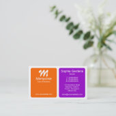 Carte De Visite Panneaux - orange et violet (Debout devant)