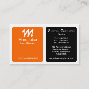 Carte De Visite Panneaux - orange, noir et blanc