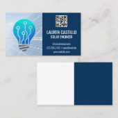Carte De Visite Panneaux solaires | Ampoule | Code d'analyse QR (Devant / Derrière)