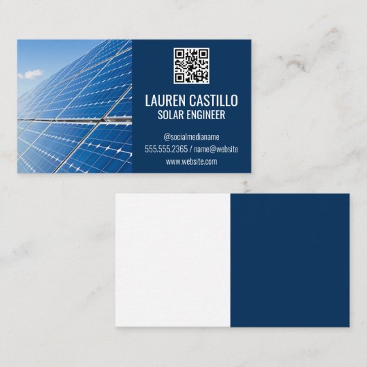 Carte De Visite Panneaux solaires | Code d'analyse QR (Devant / Derrière)