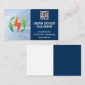 Carte De Visite Panneaux solaires | Code QR | Logo énergie propre (Devant / Derrière)