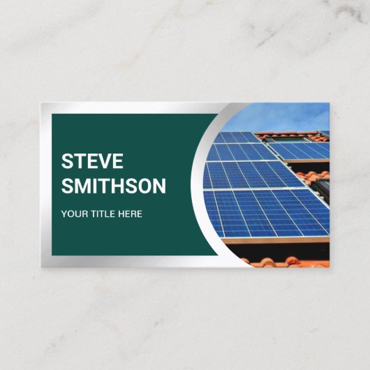 Carte De Visite Panneaux solaires sur le toit en acier foncé (Devant)