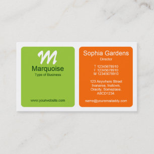 Carte De Visite Panneaux - vert martien et orange
