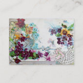 Carte De Visite Pansies ROMANTICA, Violets, Panier Floral d'hiver (Dos)