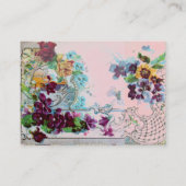 Carte De Visite Pansies ROMANTICA, Violets, Panier Floral d'hiver (Dos)
