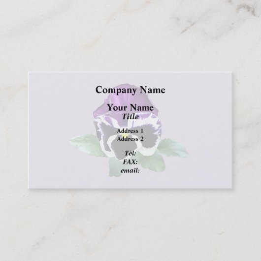 Carte De Visite Pansy pourpre et blanc (Devant)