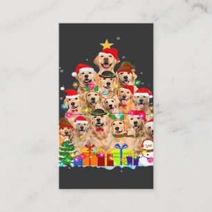 Carte De Visite Pantalon de Noël Chien Retriever Doré Arbre Cadeau