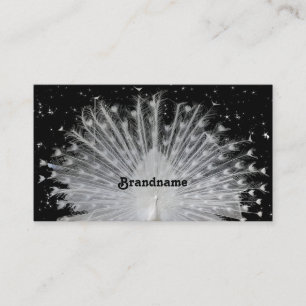 Carte De Visite Paon Blanc Accrocheur avec Étoiles Brillantes Douc