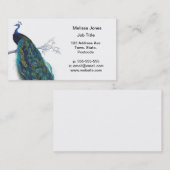 Carte De Visite Paon bleu avec de belles plumes de queue (Devant / Derrière)
