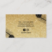 Carte De Visite Paon chic de parties scintillantes d'or de salon (Dos)