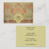 Carte De Visite Paon de William Morris et motif de dragon (Devant / Derrière)