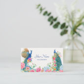 Carte De Visite Paon d'oiseau floral (Debout devant)