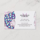 Carte De Visite Paon moderne élégant de pourpre de damassé (Dos)