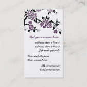 Carte De Visite Paon noir, violet et fleurs de cerisiers (Dos)