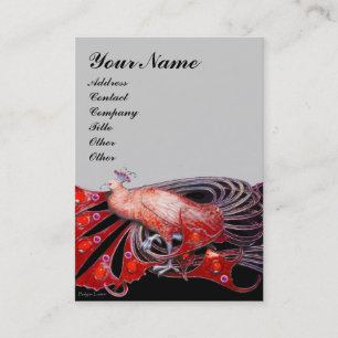 Carte De Visite PAON rouge noir gris