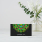 Carte De Visite Paon vert - Mandala (Debout devant)