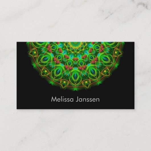 Carte De Visite Paon vert - Mandala (Devant)