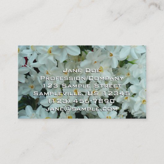 Carte De Visite Paperwhite Narcissus Fleurs blanches délicates (Devant)