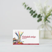 Carte De Visite Papeterie scolaire isolée sur arrière - plan blanc (Debout devant)