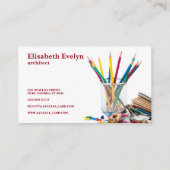 Carte De Visite Papeterie scolaire isolée sur arrière - plan blanc (Dos)