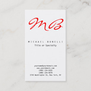 Carte De Visite Papier à en-tête calligraphié rouge monogramme noi