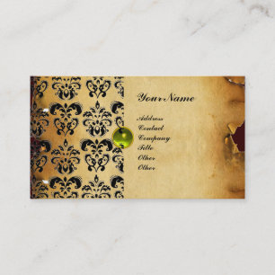 Carte De Visite PAPIER À LETTRE DAMASSÉ ÉLÉGANT MONOGRAMME vert ém