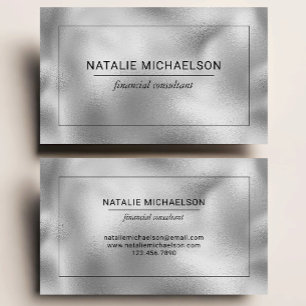 Carte De Visite Papier Aluminium Faux Argent Bordure Noire Profess