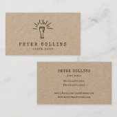 Carte De Visite papier artisanal rustique doodle kraft (Devant / Derrière)