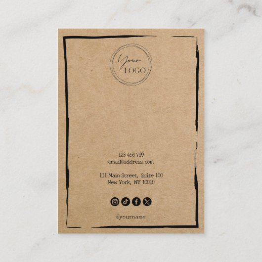 Carte De Visite papier artisanal simple Écran d'oreille ajouter le (Dos)