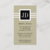 Carte De Visite Papier bronzage d'or de monogramme de cabinet (Dos)