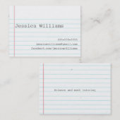 Carte De Visite Papier carnet (Devant / Derrière)