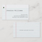 Carte De Visite Papier carnet (Devant / Derrière)