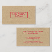 Carte De Visite Papier d'artisanat Brown léger Crimson Accent roug (Devant / Derrière)